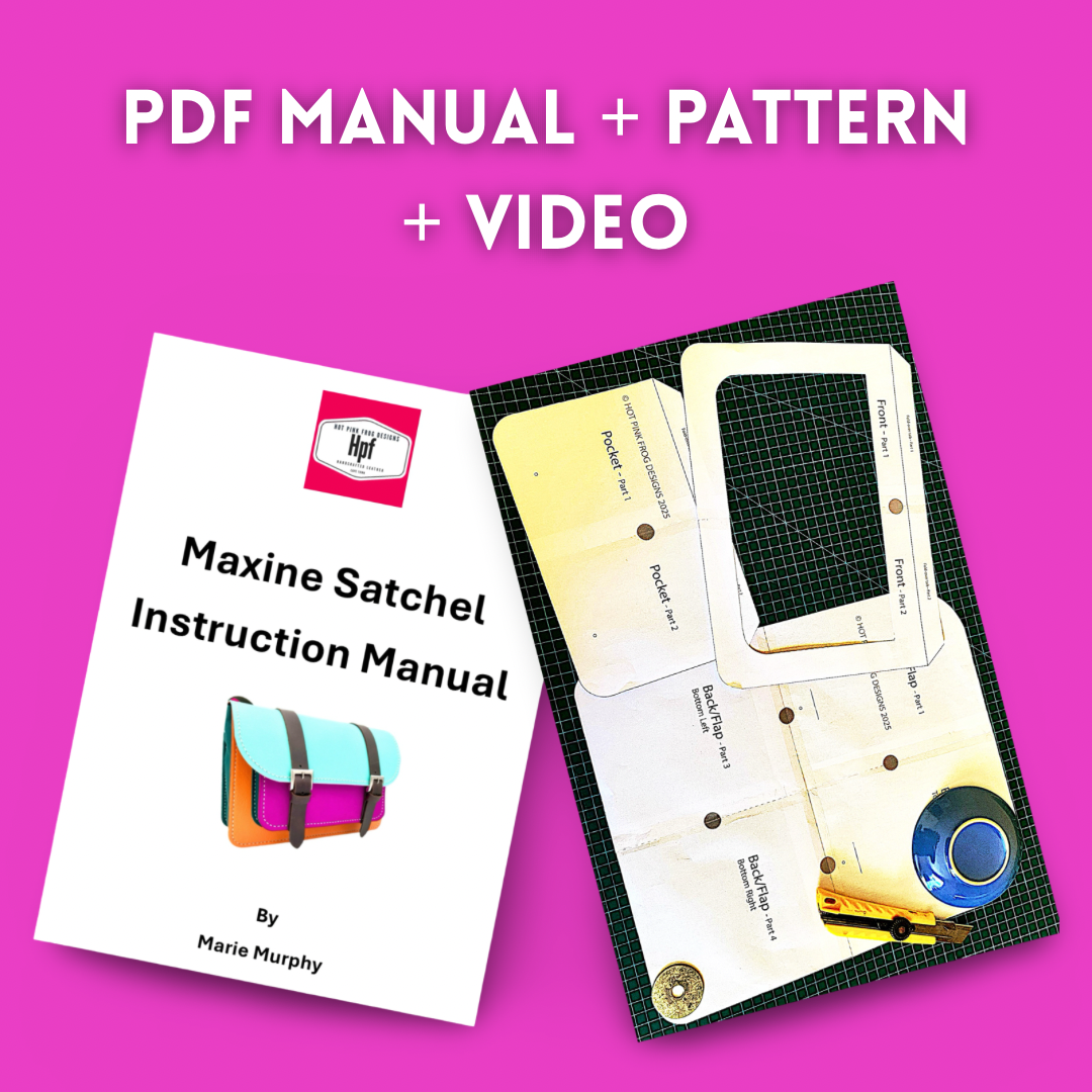 PDF leather bag pattern and instruction manual for DIY Maxine satchel sling bag