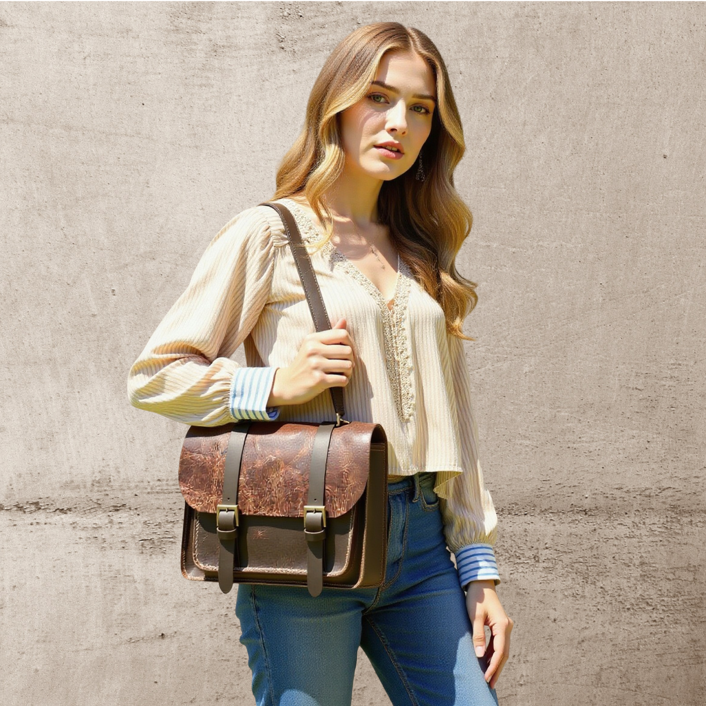 PDF leather bag pattern and instruction manual for DIY Maxine satchel sling bag