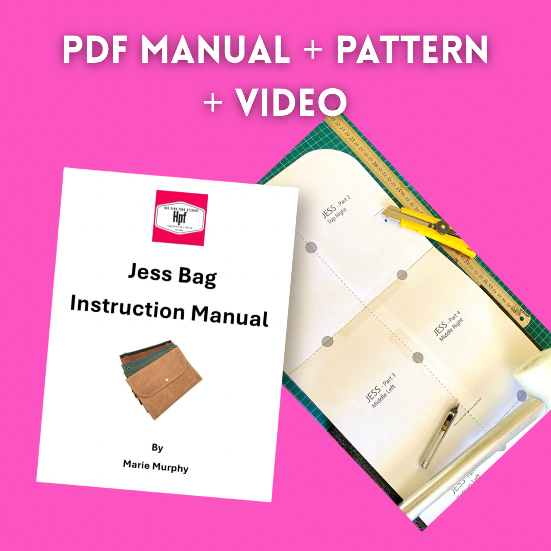 PDF leather bag pattern and instruction manual for DIY Jess sling bag