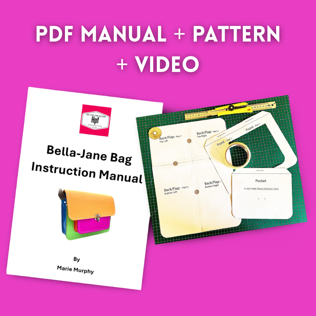 PDF leather bag pattern and instruction manual for DIY Bella-Jane sling bag