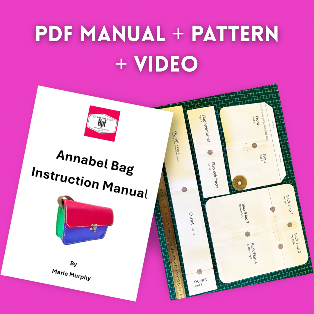 PDF leather bag pattern and instruction manual for DIY Annabel sling bag