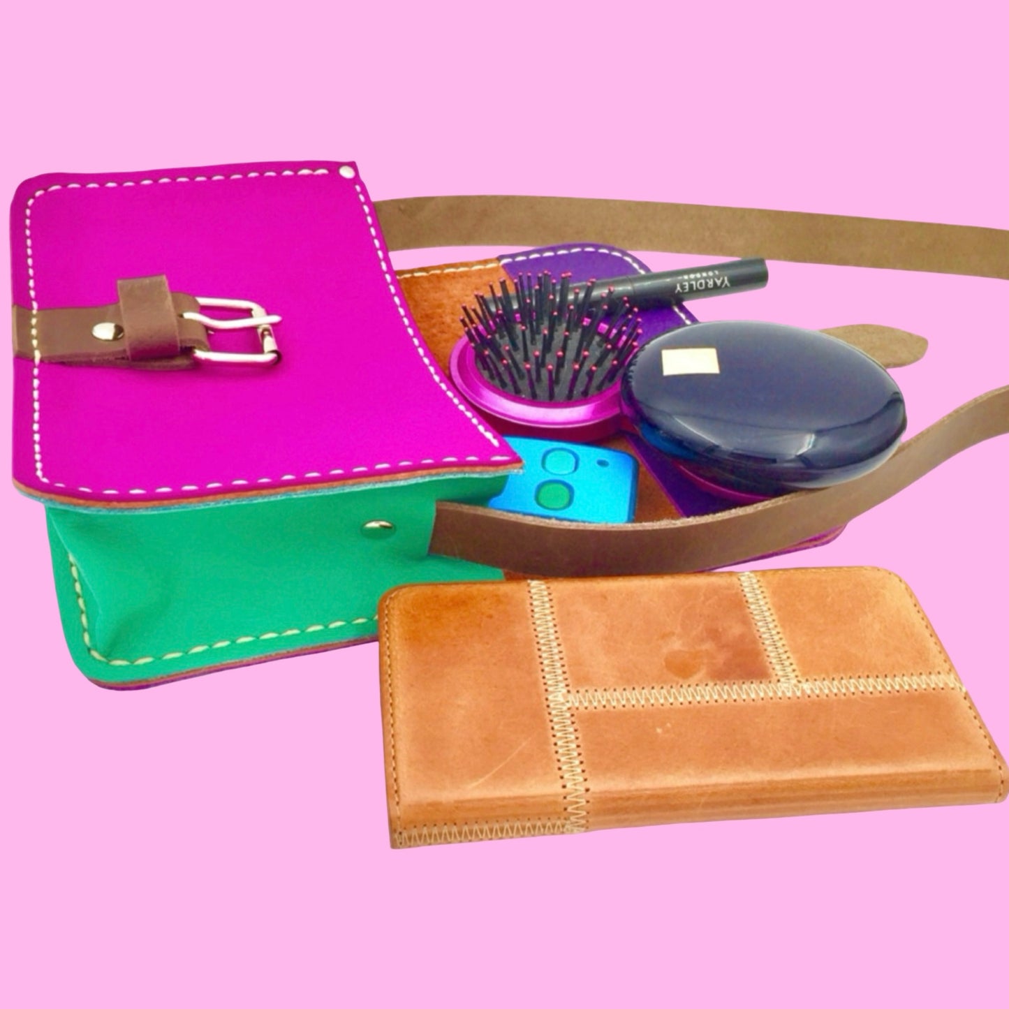 PDF leather bag pattern and instruction manual for DIY Milly mini satchel sling bag
