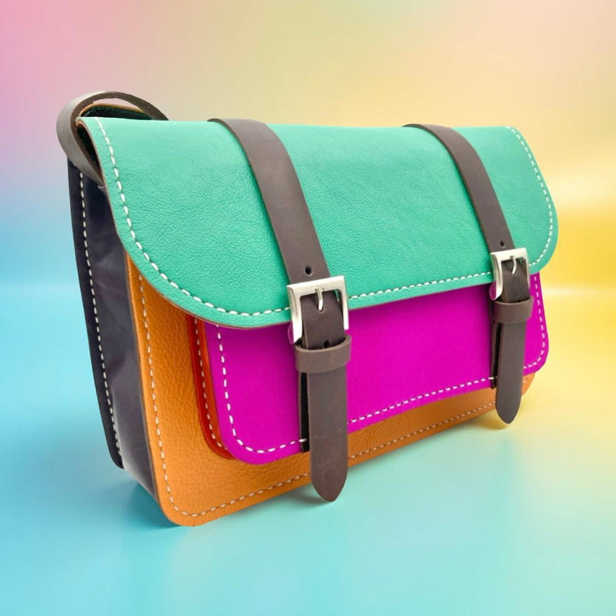 PDF leather bag pattern and instruction manual for DIY Maxine satchel sling bag