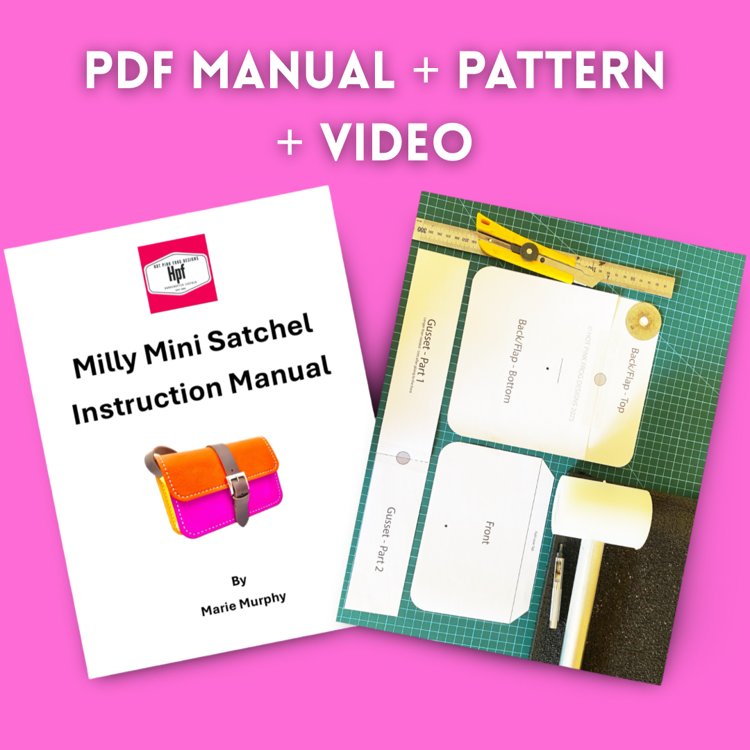 PDF leather bag pattern and instruction manual for DIY Milly mini satchel sling bag