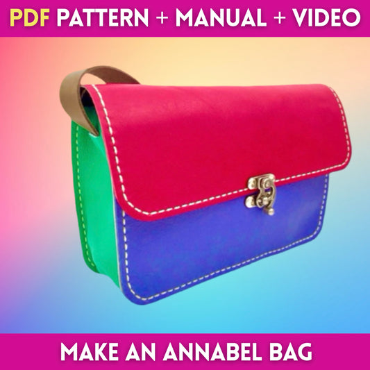 PDF leather bag pattern and instruction manual for DIY Annabel sling bag